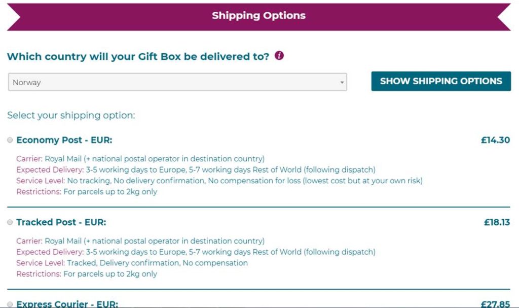 New British Gift Box Checkout